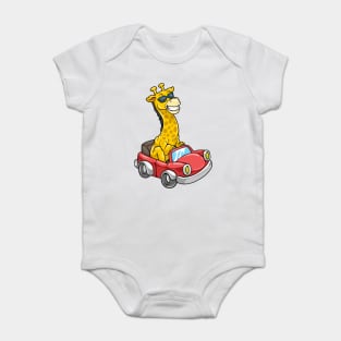 Giraffe with Sunglasses and Car Baby Bodysuit